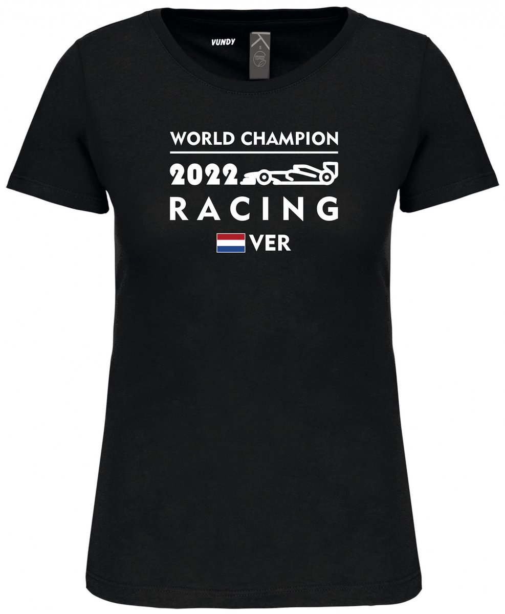 Dames T-shirt World Champion 2022 | Max Verstappen / Red Bull Racing / Formule 1 Fan | Wereldkampioen | Zwart dames | maat L